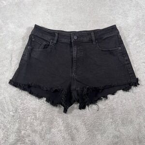 Volcom Stoney Stretch Black Denim Shorts Women's Size 28 Frayed Hem‎